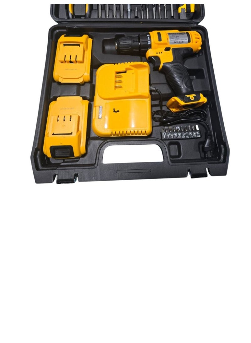46-Piece with 2 Batteries Drill Set - Drilling with Tool Set with 2 batteries- Cordless Drill, Battery Pack, Screwdrivers, Drill Bits, Hand Tools - Image 5
