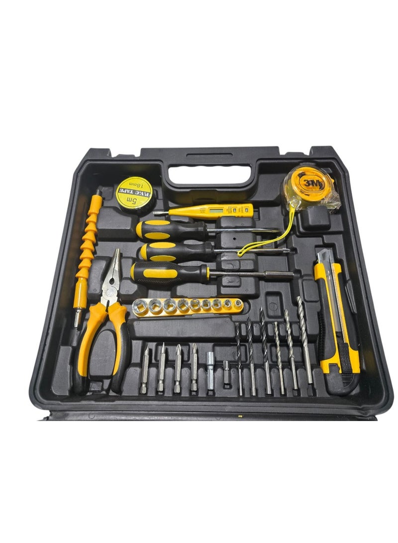 46-Piece with 2 Batteries Drill Set - Drilling with Tool Set with 2 batteries- Cordless Drill, Battery Pack, Screwdrivers, Drill Bits, Hand Tools - Image 4