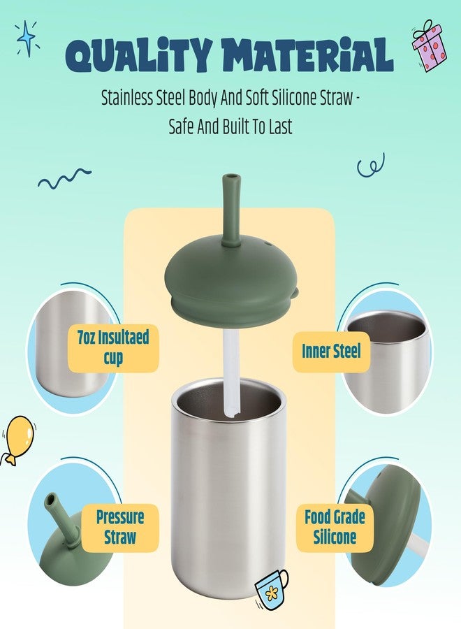 Jumble Dream Stainless Steel Toddler Straw Sippy Cup 7.2 oz – Double Wall Insulated Spill Proof Sippy Cup with Straw & Silicone Lid – BPA Free Cup for Kids 1-2, 2-5 Years – Transition Cup - Image 3