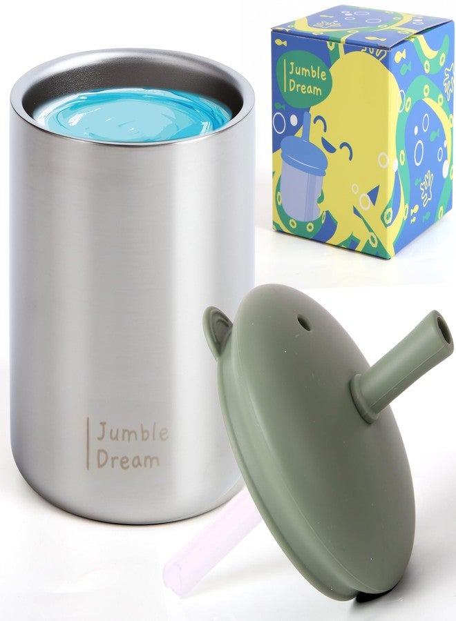 Jumble Dream Stainless Steel Toddler Straw Sippy Cup 7.2 oz – Double Wall Insulated Spill Proof Sippy Cup with Straw & Silicone Lid – BPA Free Cup for Kids 1-2, 2-5 Years – Transition Cup - Image 1