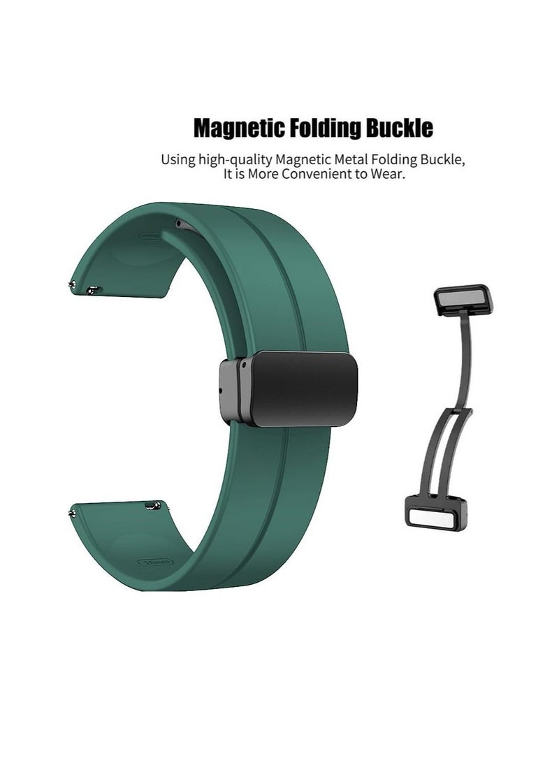 22mm Silicone Strap With Magnetic Folding Buckle For Huawei Watch GT3 Pro Smart Watch 46mm Green - Image 3