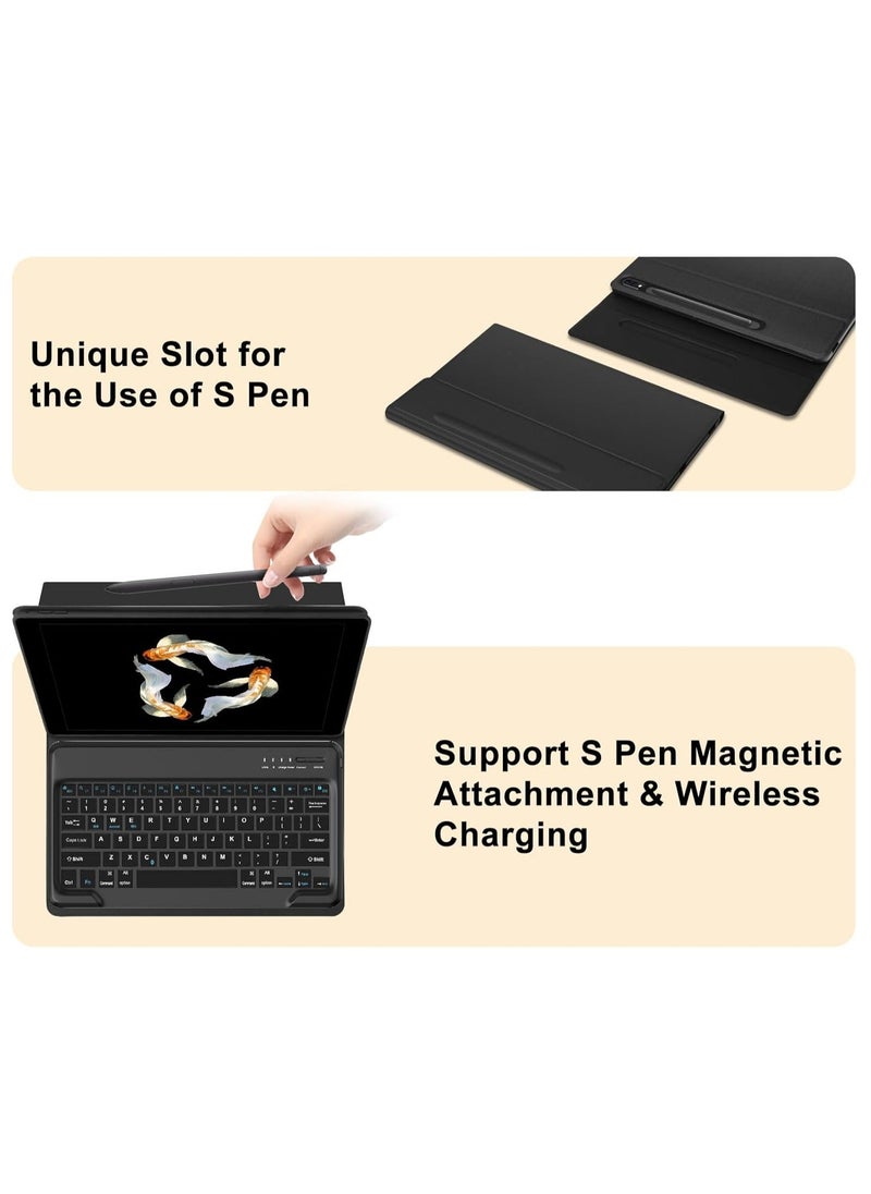 2022 Samsung Galaxy Tab S9 Ultra 2023/S8 Ultra Keyboard Protective Case | 14.6 Inch Slim Smart Cover with S Pen Holder | Multi-Use Bluetooth Keyboard for Galaxy Tab S9 Ultra | Stylish & Durable Black Protective Case