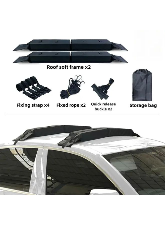 2pcs Heavy Duty Car Roof Rack No Drill Installation Oxford Cloth Pearl Soft Material Roof Soft Rack 3.44LB Compatible With SUVs Trucks Kayaks Snowboards Roof Cargo Carrier Vehicle Accessory Durable Construction - Image 1