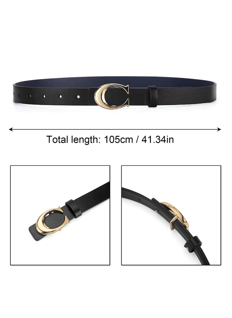 SYOSI 2 Pack Women Leather Belts, for Jeans Pants Fashion Ladies Leather Belts with Gold Buckle, Adjustable Belts Skinny Belt Vintage Belt Waist  Fashion Women's Accessories Waist Strap  - Image 3