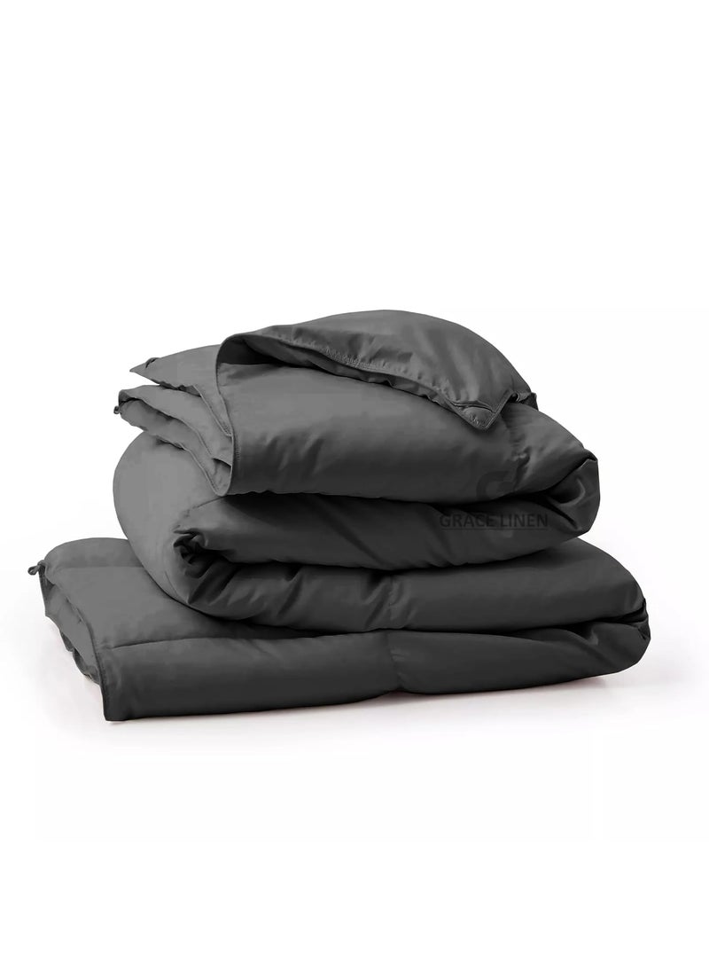 Grace Linen Grace Linen Winter Comforter King Size Soft Microfiber 300 GSM Comforter for Winter Blanket Soft Luxury Design DuvetBlanket King Size 92X106 Dark Grey Color  - Image 1