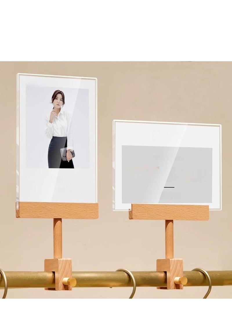 Eckek  Acrylic Sign Holder with Clamp Double Head Display with Acrylic Frame Sign Holder Price Tag Clip for Clothing Stores - Image 2