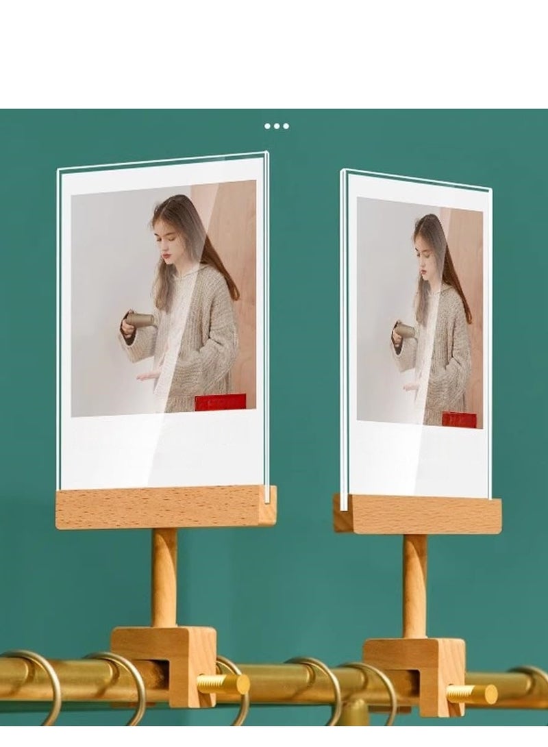 Eckek  Acrylic Sign Holder with Clamp Double Head Display with Acrylic Frame Sign Holder Price Tag Clip for Clothing Stores - Image 3
