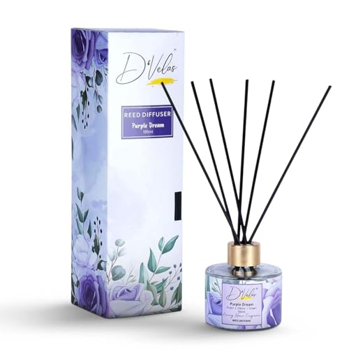 D'Velas™ Reed Diffuser 100ml with 6 Reed Sticks- Citrus Purple Dream Fragrance | Long Lasting Aroma Upto 45 Days | Premium Home Fragrance for Gifting, Office & Pooja | Alcohol-Free & Ready to Use - Image 1