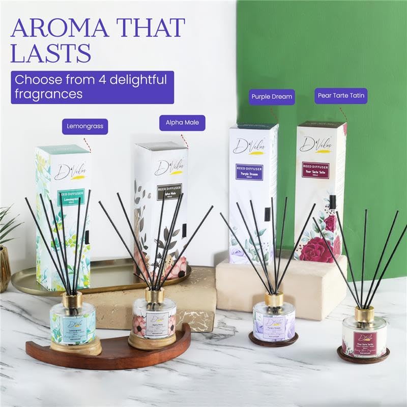 D'Velas™ Reed Diffuser 100ml with 6 Reed Sticks- Citrus Purple Dream Fragrance | Long Lasting Aroma Upto 45 Days | Premium Home Fragrance for Gifting, Office & Pooja | Alcohol-Free & Ready to Use - Image 4