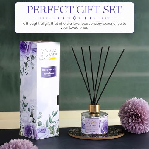 D'Velas™ Reed Diffuser 100ml with 6 Reed Sticks- Citrus Purple Dream Fragrance | Long Lasting Aroma Upto 45 Days | Premium Home Fragrance for Gifting, Office & Pooja | Alcohol-Free & Ready to Use - Image 3