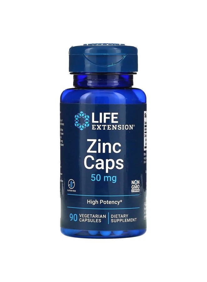 Life Extension Zinc Caps, zinc 50 mg, zinc citrate, Support the body's immune defenses, ultra-absorbable, vegetarian, non-GMO, gluten-free, 90 vegetarian capsules, 90 Count (Pack of 1) - Image 2