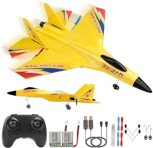 RoofWorld SU27 RC Fighter Plane Beginner Friendly RC Airplane 6Axis AutoStabilizer Remote Control Glider Aircraft Ready to Fly Crash Resistant 2 Batteries - Image 1