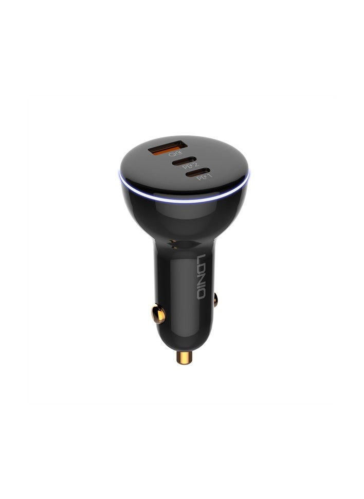 إل دينو - شاحن سيارة سريع تربو 160w من لدنيو  USB-C1  PD100W + USB-C2 PD 30W +USB-A1 30W QC3.0 نوع C شحن سريع للاب توب والجوال - Image 1