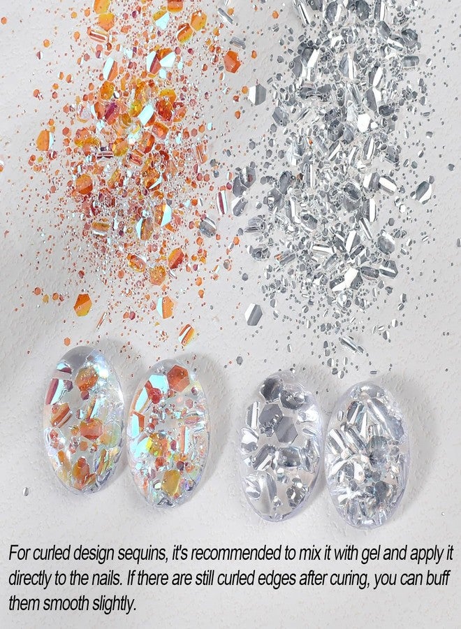 SWEET TREND 2 Boxes Holographic Nail Glitter Flakes Aurora Silver Irregular Nail Sequins Opal Chameleon Chunky Nail Decoration Nail Foil Manicure Accessories Nail Craft for Salon Art DIY - Image 4