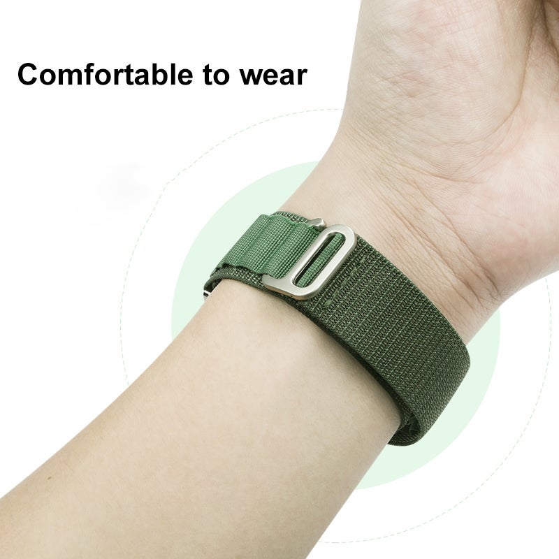 Nylon Loop Watch Band For Apple Watch Ultra 49mm&Watch Ultra 2 49mm / Series 9&8&7 45mm / SE 3&SE 2&6&SE&5&4 44mm / 3&2&1 42mm(Beige)
