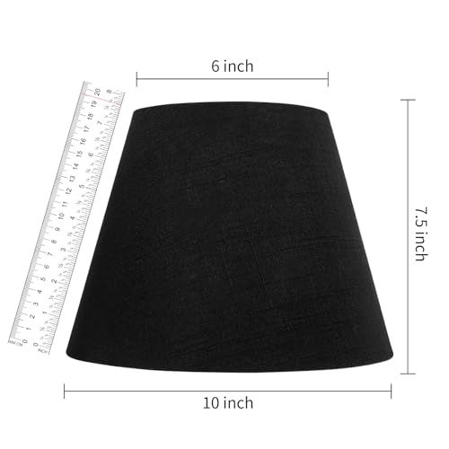 ALUCSET Small Lamp Shade, Barrel Fabric Lampshade for Table Lamp and Floor Light, 6x10x7.5 inch, Natural Linen Hand Crafted, Spider (Black/Gold) - Image 3