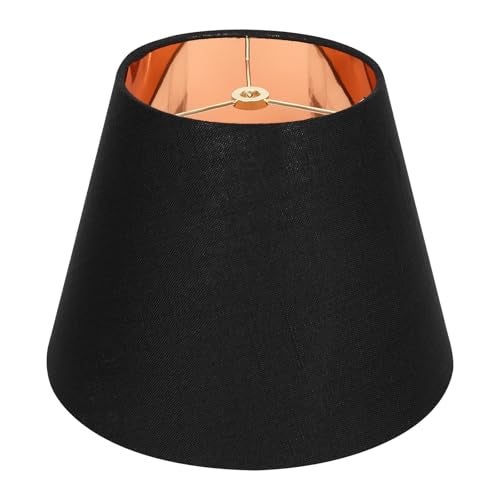 ALUCSET Small Lamp Shade, Barrel Fabric Lampshade for Table Lamp and Floor Light, 6x10x7.5 inch, Natural Linen Hand Crafted, Spider (Black/Gold) - Image 1