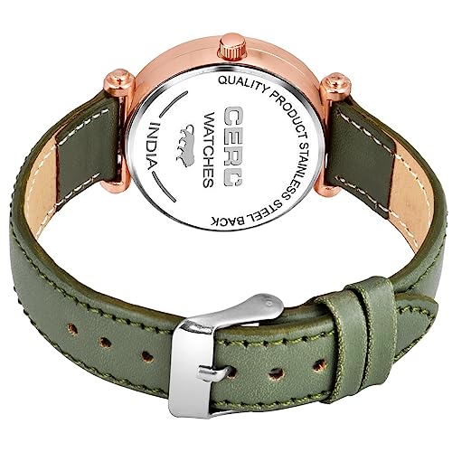 CERO Analogue New Flower Butterfly Print Dial Lathers Strap Girls and Womans Watches (Black-Green) - Image 2