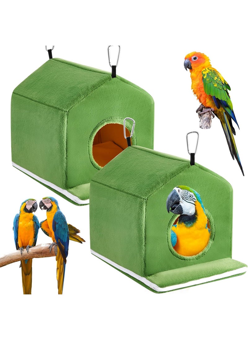 Spiareal Spiareal 2 Pcs Winter Warm Birds Nest House Plush Snuggle Bird Bed for Cage Sleeping Hanging Hammock Parakeet Bed Shed Hut Cage for Parrot Cockatiels Budgies Lovebird Macaw Accessories  - Image 1