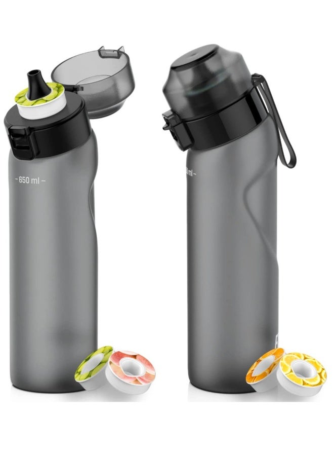 Generic Flavored Water Bottle with Straw - 650mL Infuser Bottle Includes 2 Flavor Pods, Flip Lid, Wide-Mouth Cap, Carry Strap, Leakproof, BPA-Free, Black, Ideal for Gym and Fitness Activities.  - Image 1