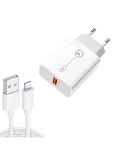 APD-2003 18W QC3.0 Single Port USB Charger with 1m USB to 8 Pin Data Cable(EU Plug)