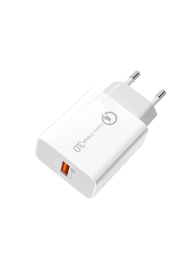 HuHa - APD-2003 18W QC3.0 Single Port USB Charger with 1m USB to 8 Pin Data Cable(EU Plug) - Image 1