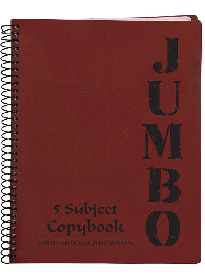 Mintra Jumbo NoteBook A4 Size, Lined Ruling 200 Sheets, Red