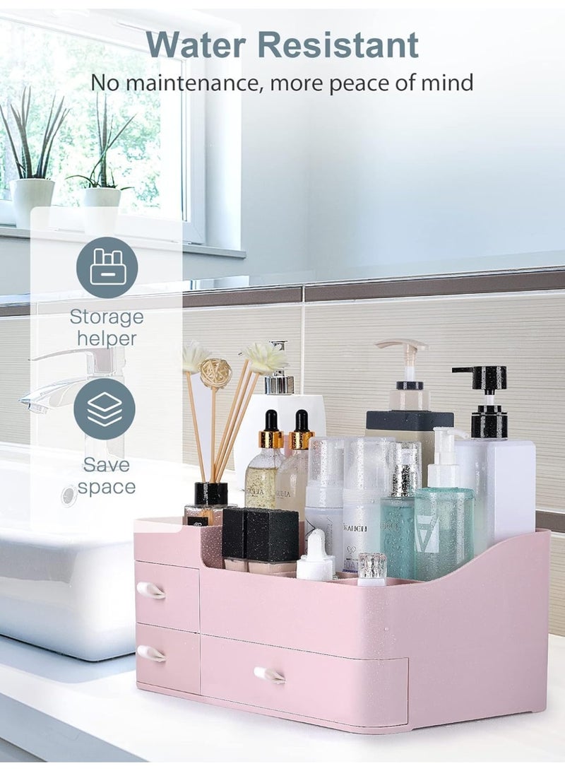 FALAHOM Makeup Organizer with Drawers,Large Capacity Countertop Organizer for Vanity,Bathroom and Bedroom Desk Cosmetics Organizer for Skin Care,Brushes, Eyeshadow, Lotions, Lipstick - Image 3