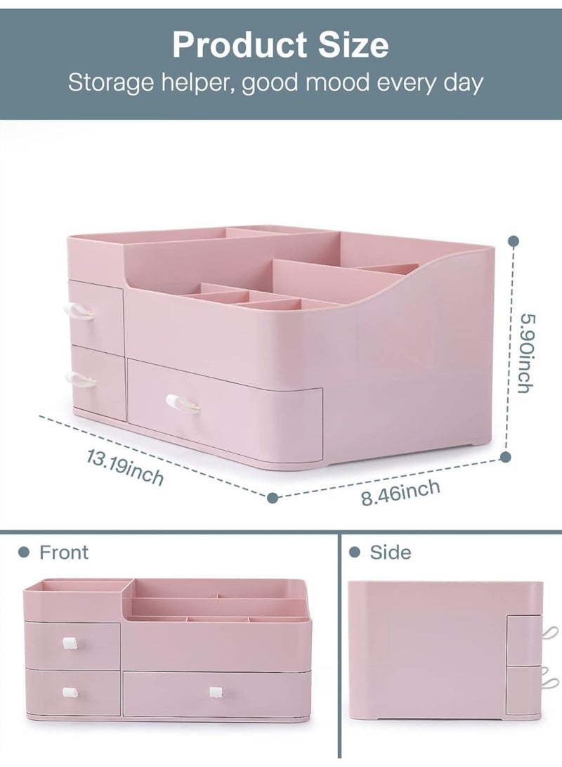FALAHOM Makeup Organizer with Drawers,Large Capacity Countertop Organizer for Vanity,Bathroom and Bedroom Desk Cosmetics Organizer for Skin Care,Brushes, Eyeshadow, Lotions, Lipstick - Image 2