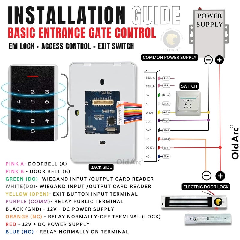 OldArc KM35 Door Access Control Keypad 12VDC 2000 user Pin RFID Card Door Open Access Control for ZKTeco Door Lock Access Controller Pin Card Access Control System Gate Entry for Office Home - Image 4
