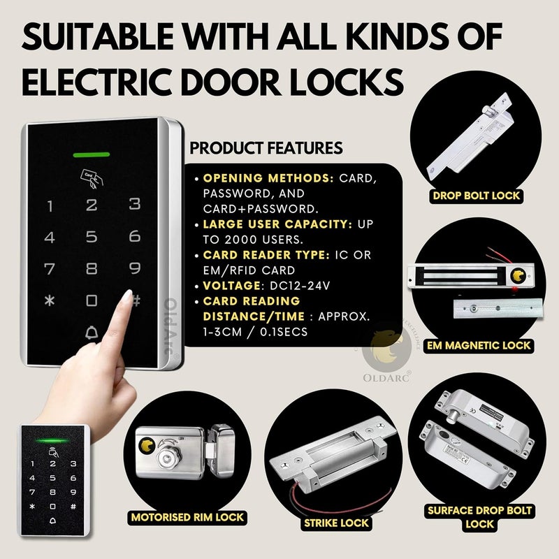 OldArc KM35 Door Access Control Keypad 12VDC 2000 user Pin RFID Card Door Open Access Control for ZKTeco Door Lock Access Controller Pin Card Access Control System Gate Entry for Office Home - Image 5