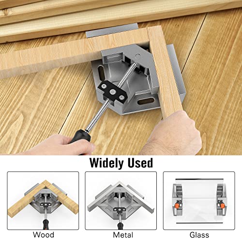 Housolution Right Angle Clamp, Housolution [4 PACK] Single Handle 90° Aluminum Alloy Corner Clamp, Clamps for Woodworking Adjustable Swing Jaw, Woodworking Tools Photo Frame Vise Holder, Gifts for Men Dad - Image 3