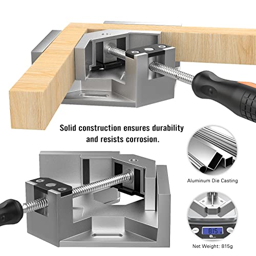 Housolution Right Angle Clamp, Housolution [4 PACK] Single Handle 90° Aluminum Alloy Corner Clamp, Clamps for Woodworking Adjustable Swing Jaw, Woodworking Tools Photo Frame Vise Holder, Gifts for Men Dad - Image 2