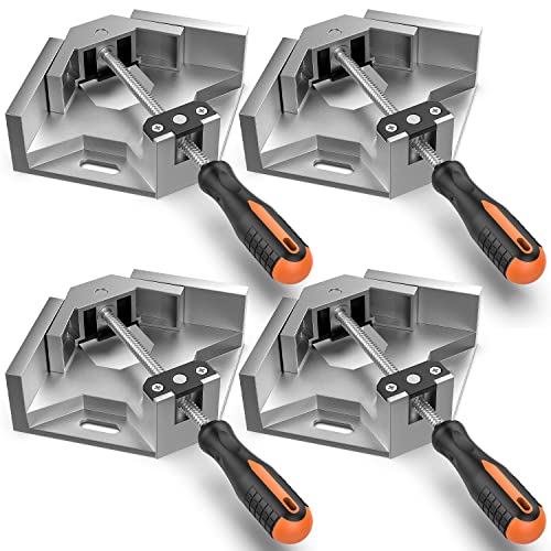 Housolution Right Angle Clamp, Housolution [4 PACK] Single Handle 90° Aluminum Alloy Corner Clamp, Clamps for Woodworking Adjustable Swing Jaw, Woodworking Tools Photo Frame Vise Holder, Gifts for Men Dad - Image 1