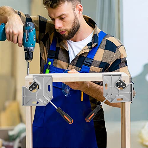 Housolution Right Angle Clamp, Housolution [4 PACK] Single Handle 90° Aluminum Alloy Corner Clamp, Clamps for Woodworking Adjustable Swing Jaw, Woodworking Tools Photo Frame Vise Holder, Gifts for Men Dad - Image 5