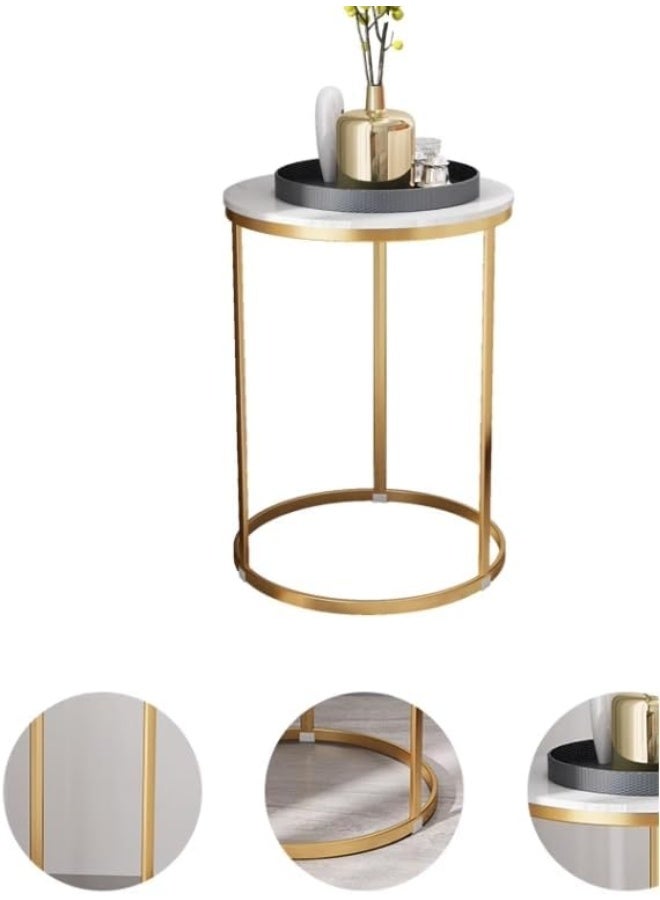 YINZUO Modern Marble Coffee Side Table with Metal Frame and Welding Joint, No Assembly Required, Elegant Tea Table for Living Room and Bedroom (Design 2) - Image 5