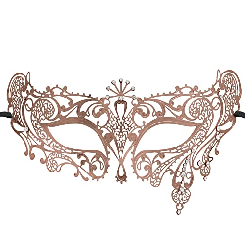 Thmyo Womens Laser Cut Metal Venetian Halloween Mardi Gras Party MaskRose gold 2 - Image 1