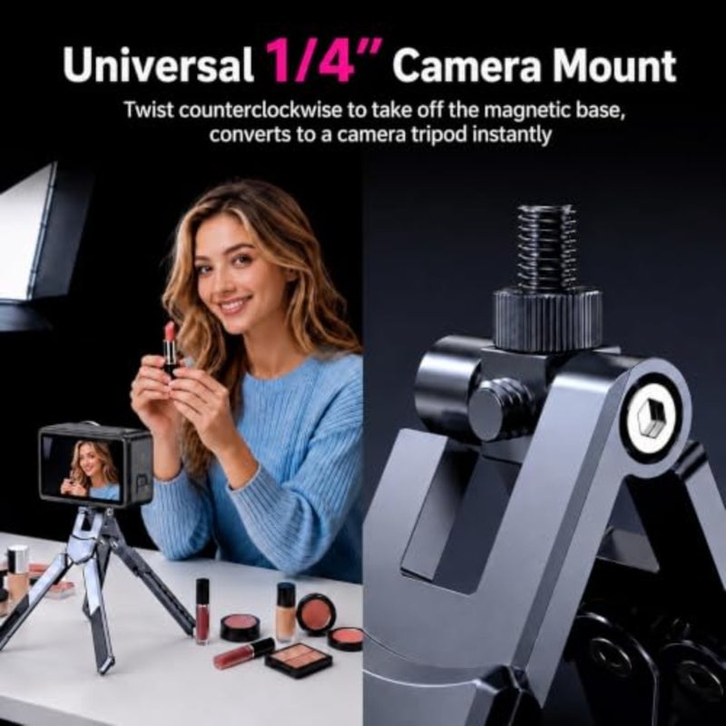 4-in-1 Adjustable Laptop Stand for desk with Magnetic Phone Holder and Camera Tripod, Foldable Aluminum Stand for Laptop, Tablet, Camera, Portable Ergonomic Desk Setup for Travel and Remote Work - Image 3