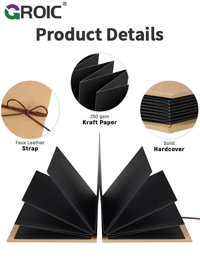 GROIC Fold Photo Album, Small Photo Albums with DIY Accessories, Stretchable Folding Hardcover Kraft Paper Accordion Memory Book Gift for Anniversary,Graduation, Best Friend Birthday Gift - Image 2