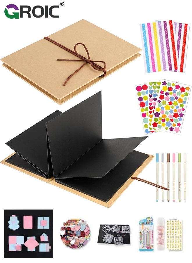Fold Photo Album, Small Photo Albums with DIY Accessories, Stretchable Folding Hardcover Kraft Paper Accordion Memory Book Gift for Anniversary,Graduation, Best Friend Birthday Gift