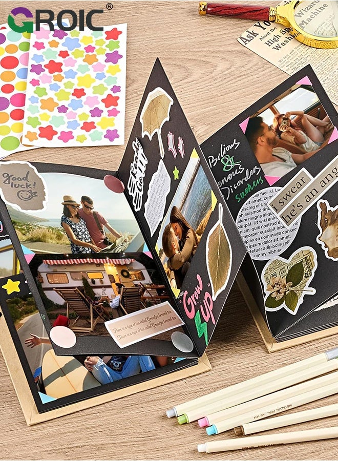 GROIC Fold Photo Album, Small Photo Albums with DIY Accessories, Stretchable Folding Hardcover Kraft Paper Accordion Memory Book Gift for Anniversary,Graduation, Best Friend Birthday Gift - Image 5