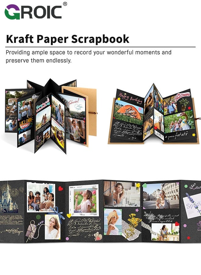 GROIC Fold Photo Album, Small Photo Albums with DIY Accessories, Stretchable Folding Hardcover Kraft Paper Accordion Memory Book Gift for Anniversary,Graduation, Best Friend Birthday Gift - Image 4