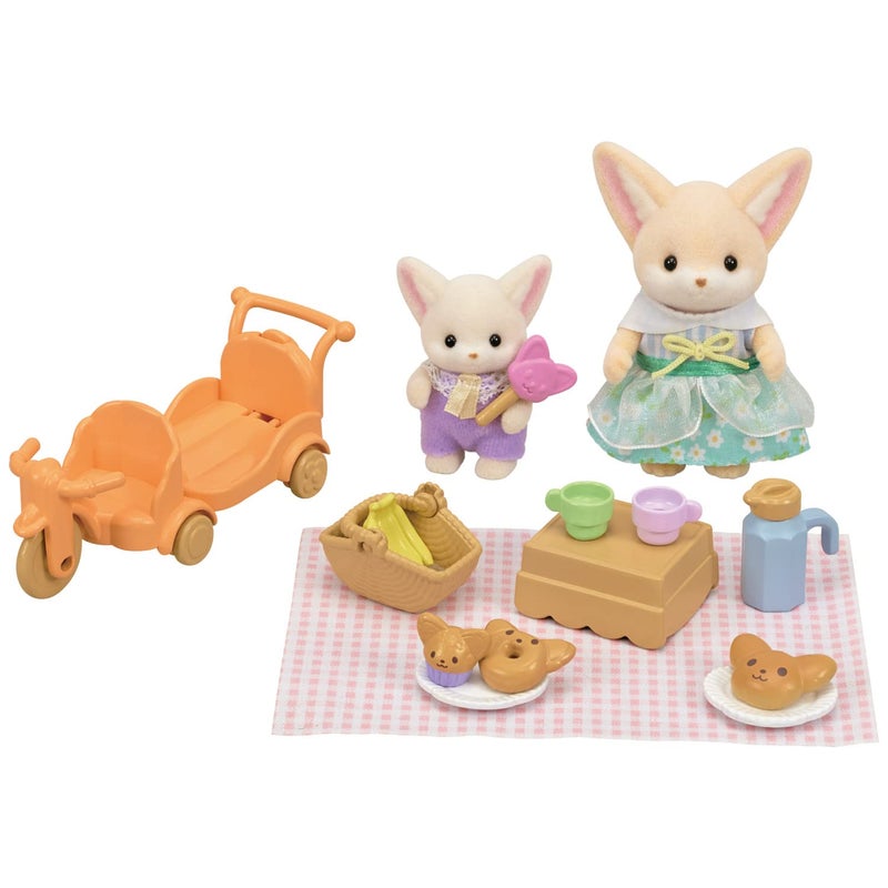 Calico Critters مجموعة نزهة مشمسة من كاليكو كريترز - أخت ثعلب الفنك وطفل، مجموعة دمى مع شخصيات وإكسسوارات - Image 1
