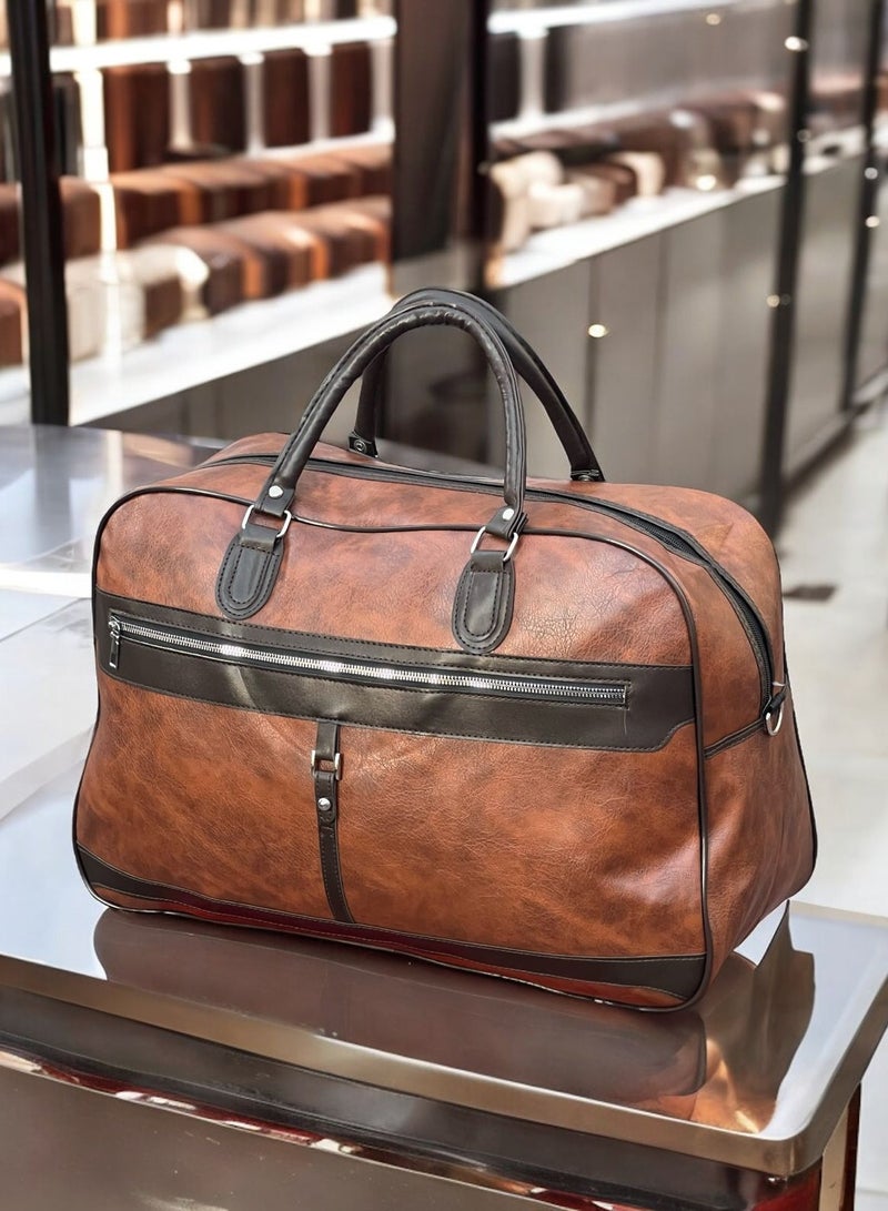 ORIYANA Stylish PU Leather Duffel Bag – Semi Circle Design, Spacious Travel Tote for Weekend Getaways, Durable Handheld Carry-On Luggage, Multi-Purpose for Short Trips - Image 4