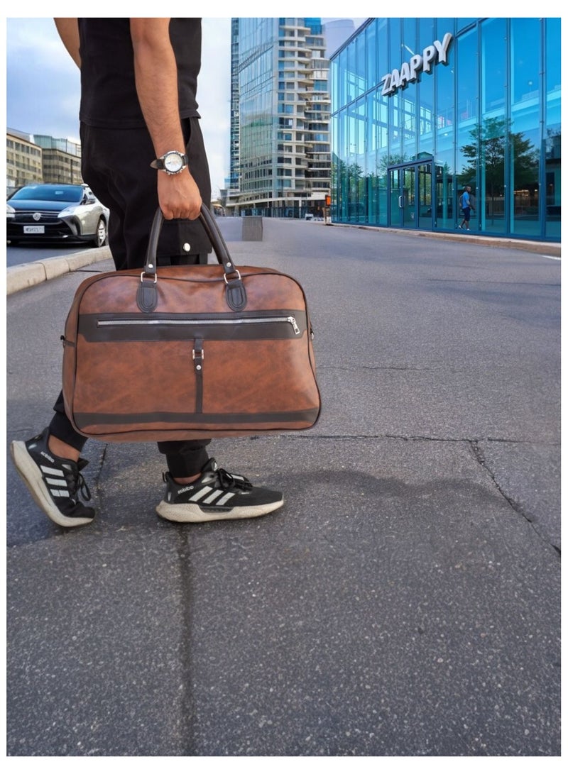 ORIYANA Stylish PU Leather Duffel Bag – Semi Circle Design, Spacious Travel Tote for Weekend Getaways, Durable Handheld Carry-On Luggage, Multi-Purpose for Short Trips - Image 3