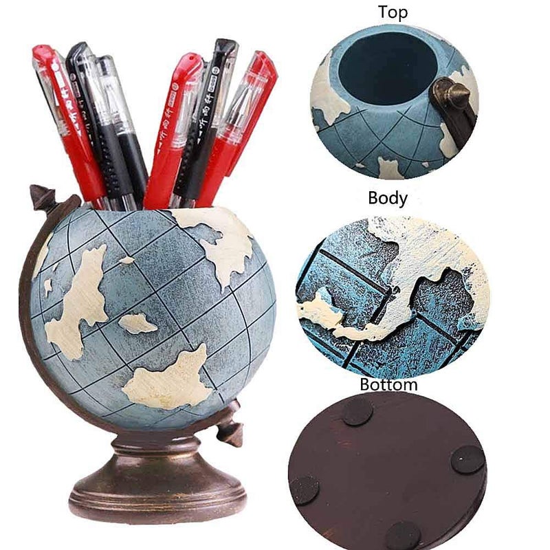MUAMAX Globe Pen Pencil Holder for Desk Pen Organizer for Desk Desktop Organizer Pencil Cup Pot Desktop Accessories for Home Office School - Image 3