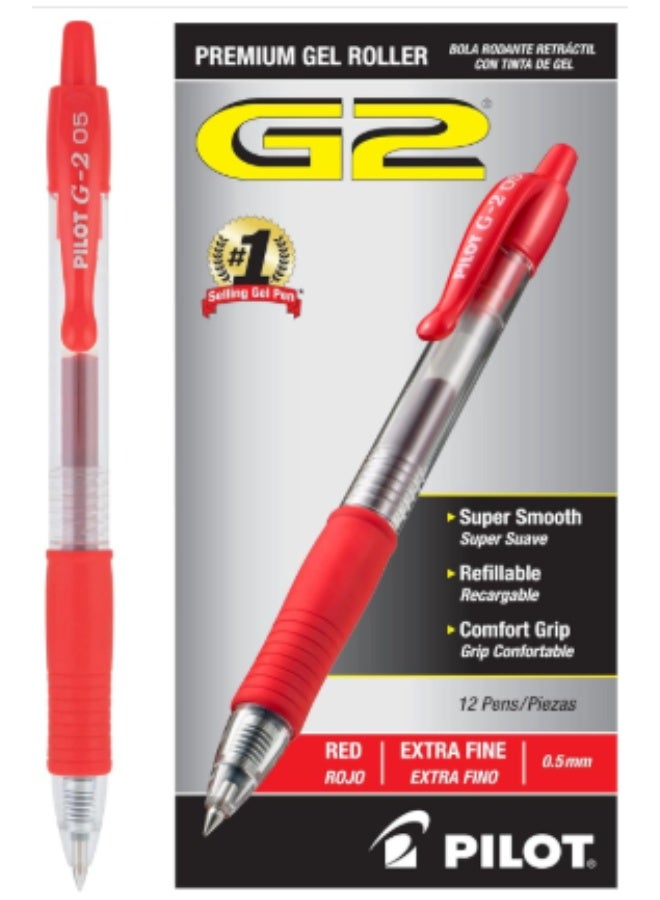 Pilot G2 gel pen, red ink, 0.5, pack of 12 - Image 1