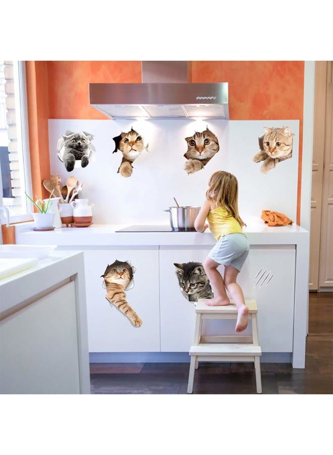 TTSAM 11PCS New 3D Removable Cartoon Animal Cats Large Wall Stickers, Easy to Peel Easy to Stick Safe on Painted Walls Cute Cat Decor Posters for Nursery Room Toilet Kitchen Offices - Image 2