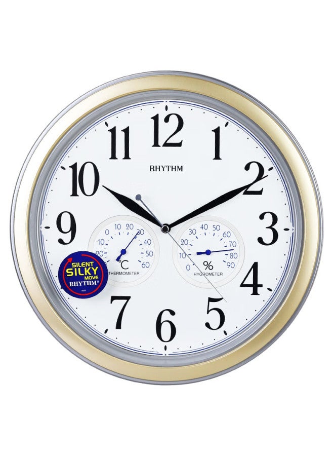 Rhythm Living Room Wall Clock Simple Creative Silent Wall Clock Bedroom Temperature And Humidity Clock 33cm 8mga26wr19 - Image 1