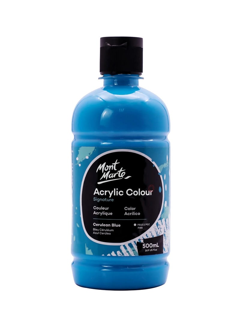 Mont Marte Signature Acrylic Colour 500ml Content Cerulean Blue - Image 1